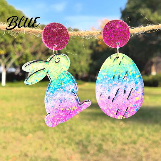 Acrylic Earrings Easter Bunny for Women Glittery and Colorful Rabbit