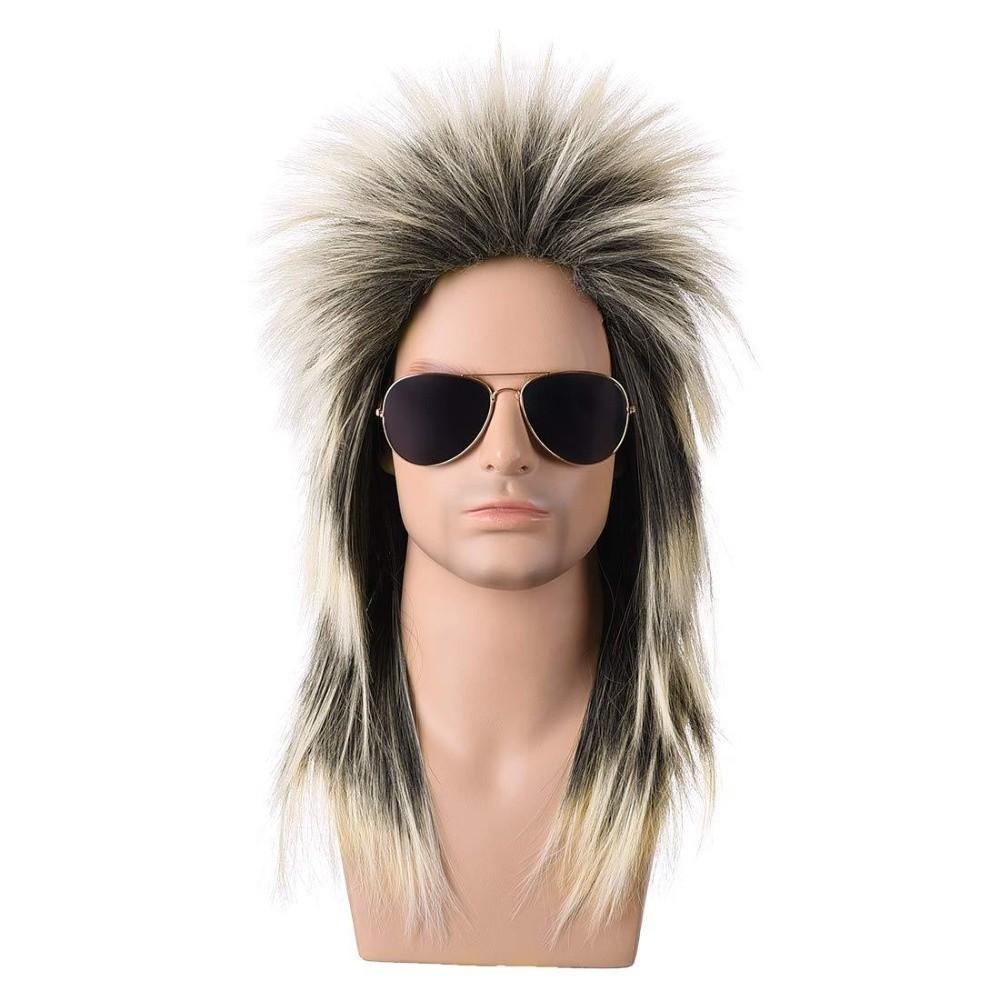 70s 80s Retro Cosplay Costume Wig Long Rocker Disco Wigs Punk Men Mullet Wigs Fancy Show