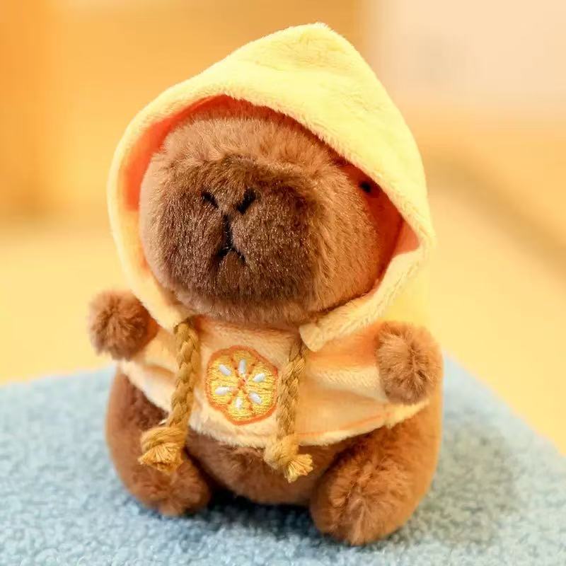 Peluche Capibara Carino con Cappuccio e Ali Bambola Simulazione Piccola Dimensione Peluche Anime Giocattolo Morbido Festa di Compleanno