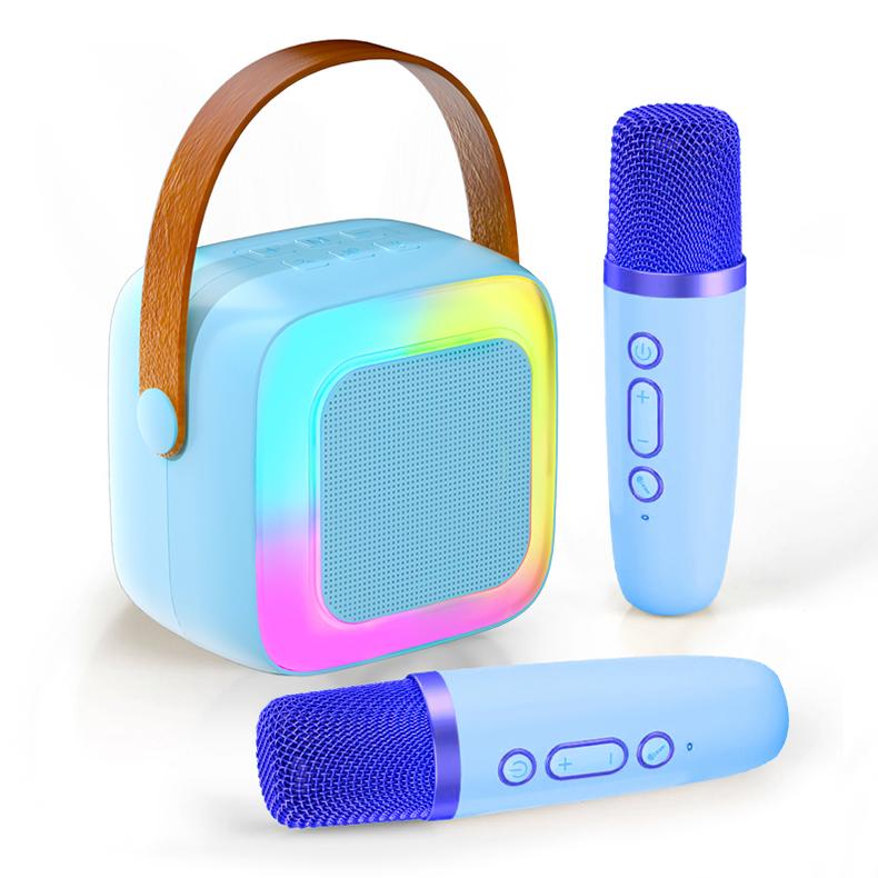 New Home Karaoke Machine Portable Bluetooth 5.3 PA Powerful Bass Speaker System with 2 Wireless Microphones Home Family Singing