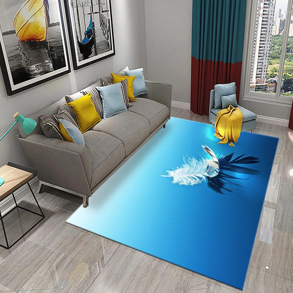Colorful Feather Carpet for  Living Room Sofa Coffee Table Light Luxury Carpet Family Bedroom Bedside Rugs Bathroom Non-slip Rug