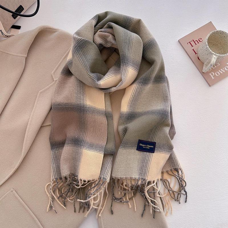 Autumn and winter new versatile scarf women's thickened woven thick beard fringed warm scarf imitation cashmere shawl