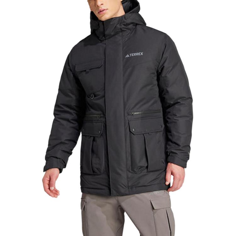 Adidas Logo Warm Comfortable Soft Solid Color Down Jacket Men Jacket Black IX7935