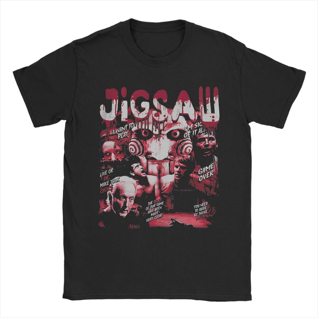 Casual Vintage Saw Movie  T-Shirt Men's Crewneck Short Sleeve Clothes Halloween  Cotton Summer Top Tee