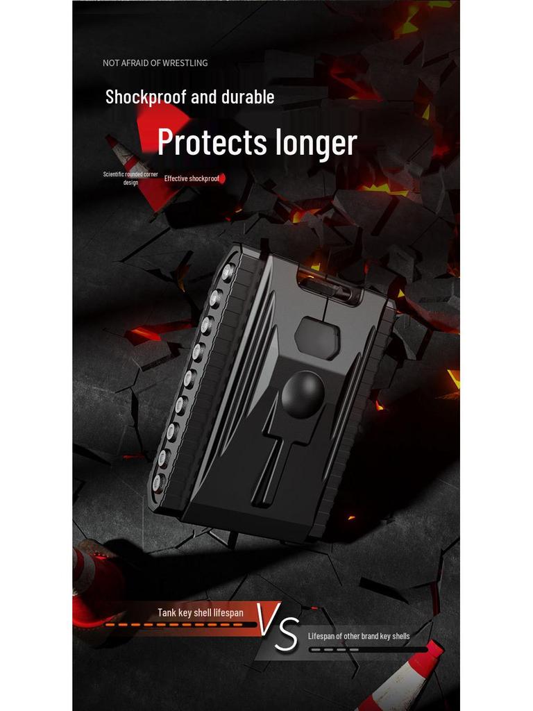 Tank 300 Car Key Case: Full-Coverage Aluminum Alloy Shell with Leather Rope