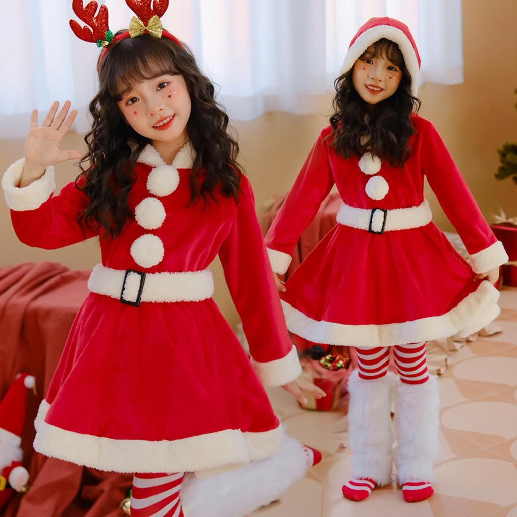 Santa Costume for Santa Santa Santa Christmas One Santa Fluffy New School Set [CSILOVEE] Kids, Claus, Cosplay, Clothes, Costume, Kids, Girls, Piece,