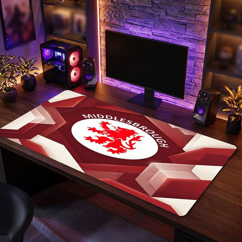 Middlesbrough FC Theme Pattern Mouse Pad, Soccer Logo Design XXL Gaming Desk Mat Non-Slip Computer Mouse Pad