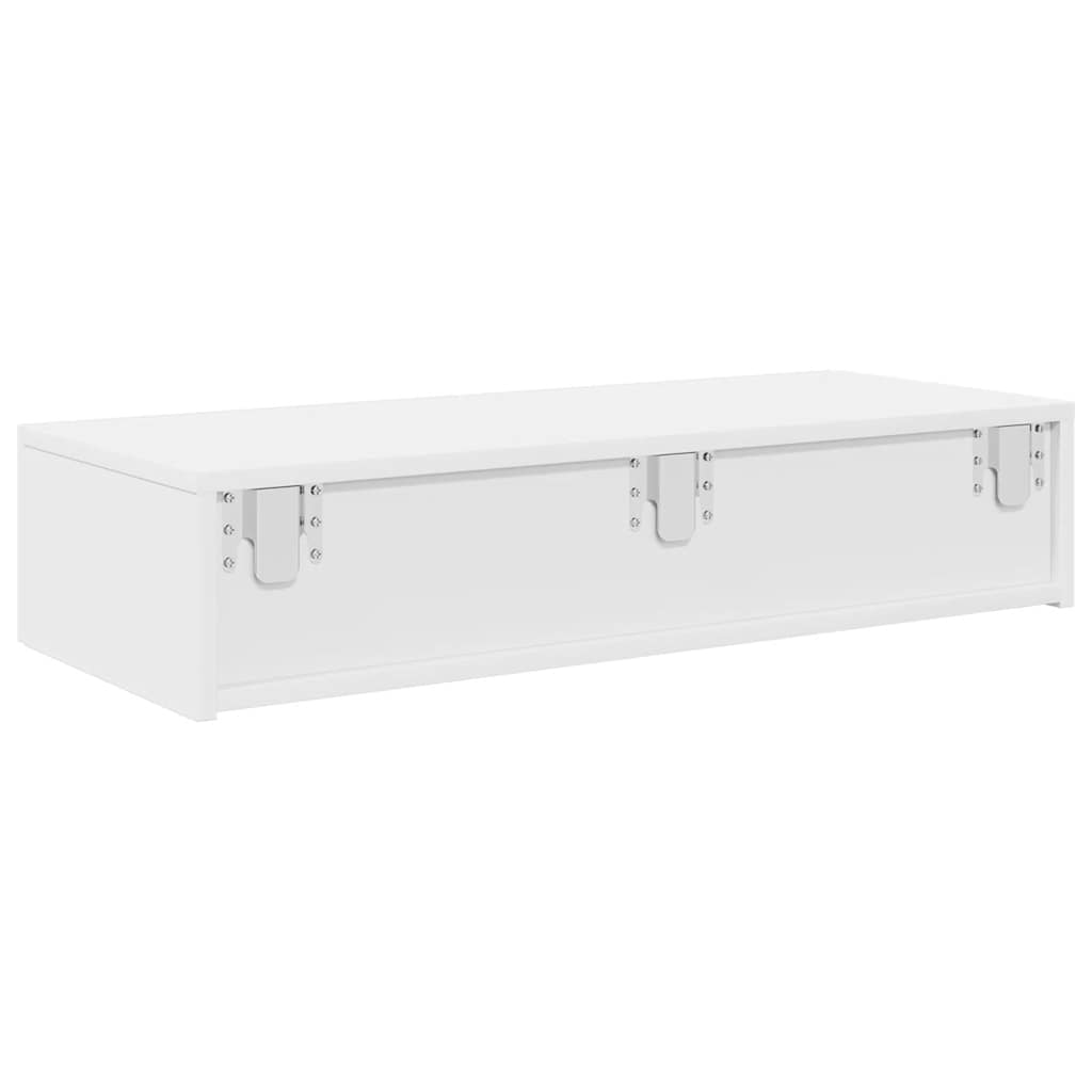 Wall Mounted Shelf with Drawers White 80 x 33 x 17 cm Engineered Wood