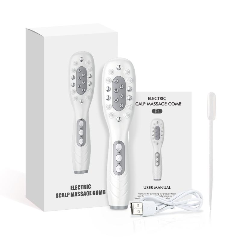 Electric Scalp Massage Comb Red Blue LED Light Therapy  Vibration Massage Brush Anti-Hair Loss Medicine Scalp Oil Applicator