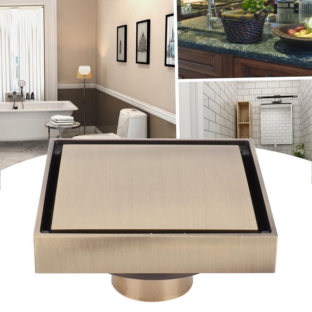 10x10cm/3.9x3.9in Shower Floor Drain Brass Material Floor Drain Strainer Hotel Use