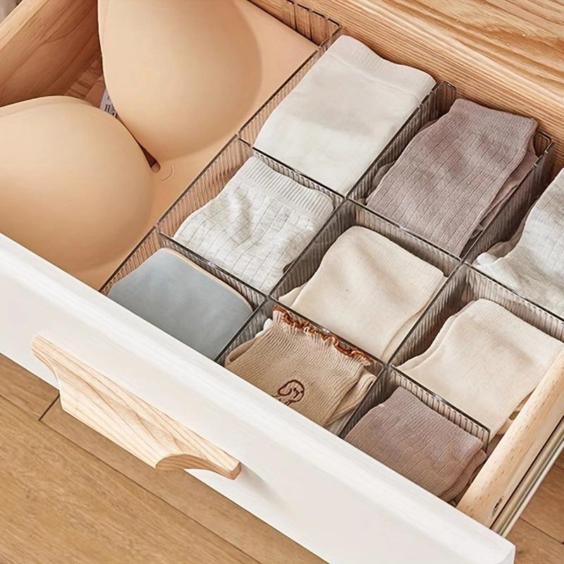 32.5*7cm 4pcs Modern Waterproof Transparent Storage Adjustable and Connectable Drawer Partition Plate,suitable for Bedroom Office Kitchen Storage.