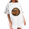 Women's Vintage Car Printed Pattern Casual Short Sleeve Tops Blouse