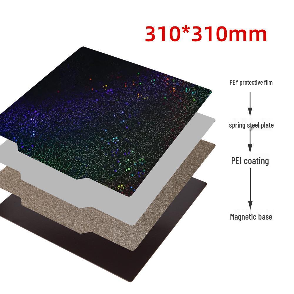 3D Printer Accessories: PEI Spray Coating, Starry Sky Pattern Sticker Film, Double-Sided Spring Steel Plate, Magnetic Hot Bed Platform