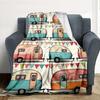 Camper Trailers Flannel Blanket Throw Blanket Soft Warm Sofa Bed Camping Home Decor Unique Christmas Gift C9261175