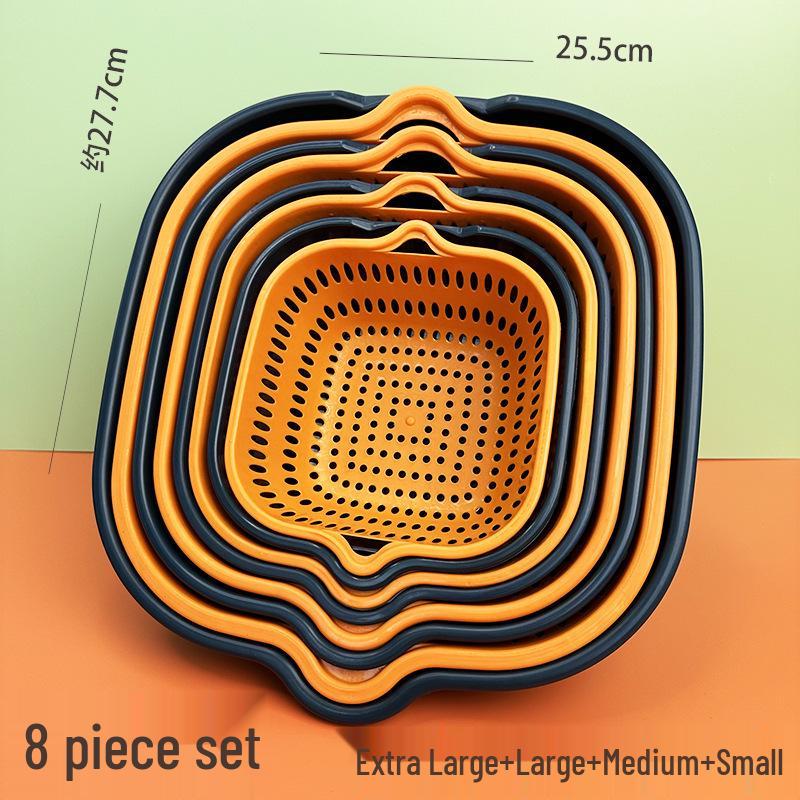 Double-Layer 8-Piece Thickened Vegetable Washing & Draining Basket Set