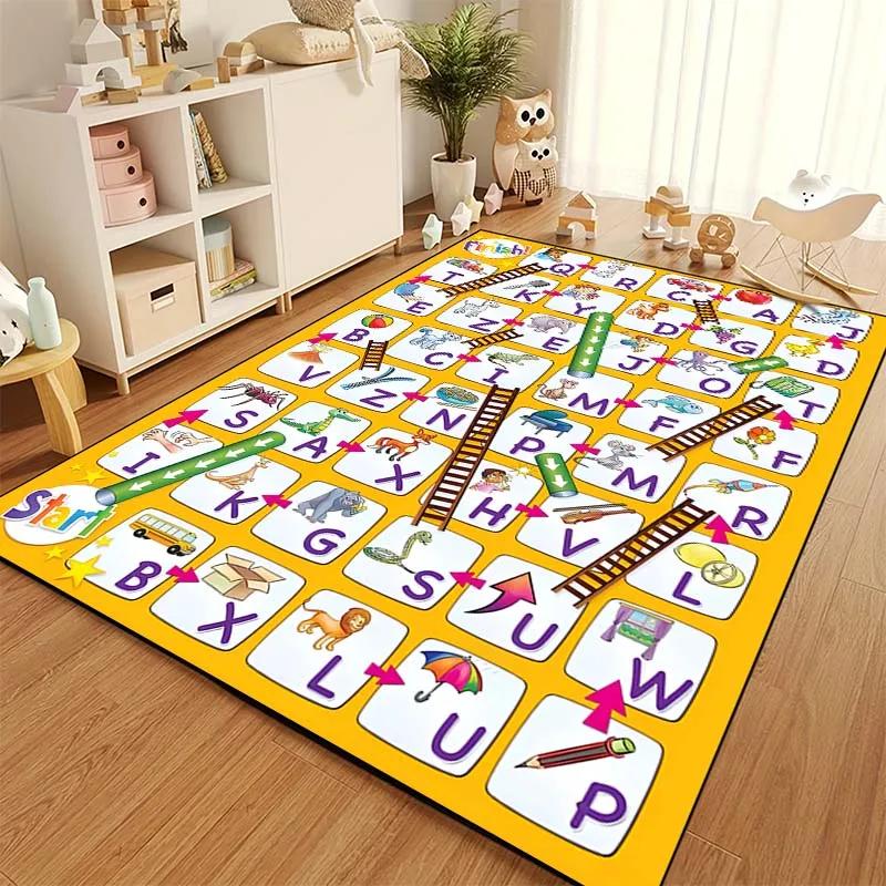 Cartoon Snake and Ladder Board Game Pattern Living Room Bedroom Carpet Bedside Bathroom Floor Mat 15 Sizes Kid's Room Play Mats