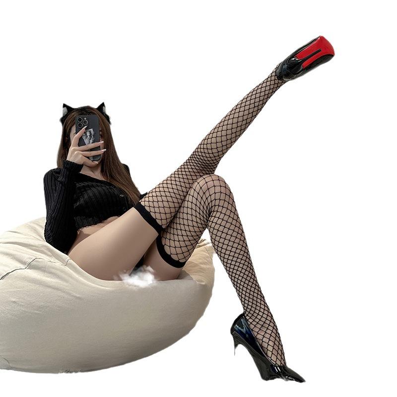 Sexy Underwear Uniform Stockings Female Sexy Bow Fishnet Socks Medium Large Mesh Black Stockings Pure Lust Long Tube Babes