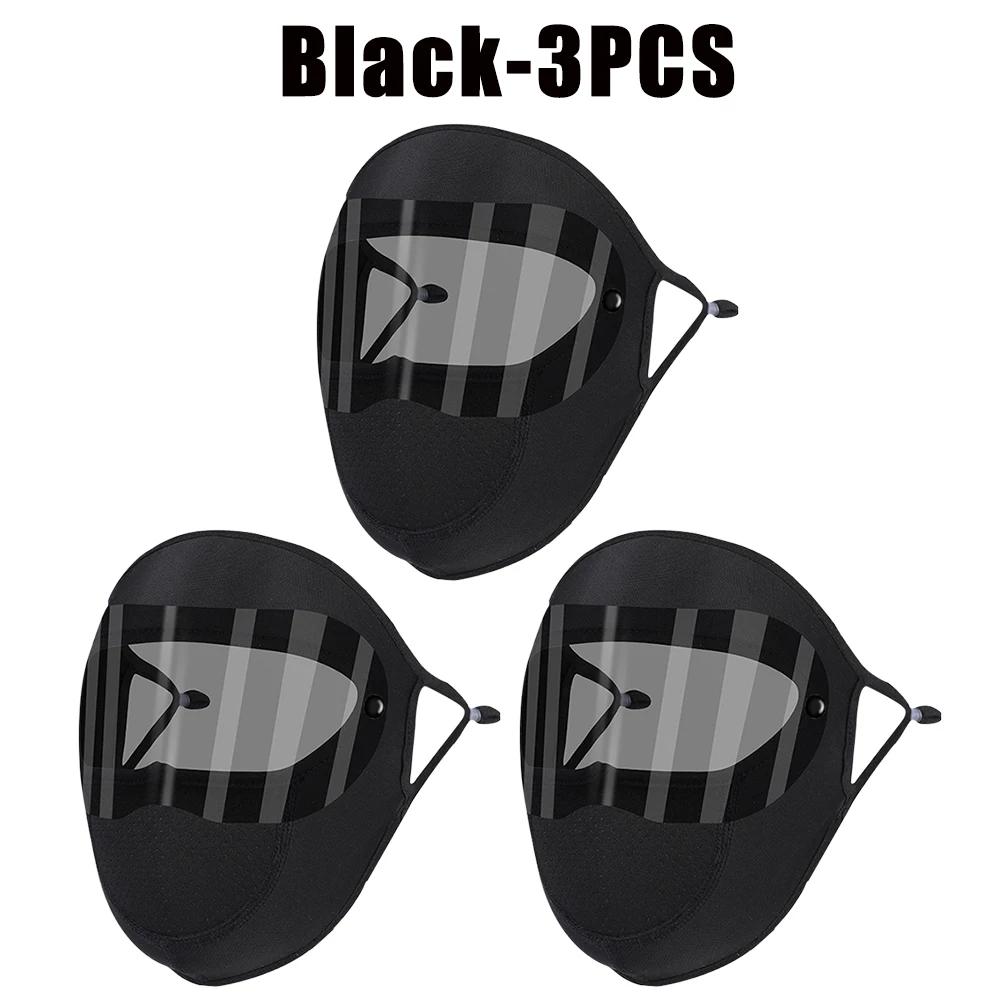 UV Protection Black White Double Lenses Full Face Sunscreen Mask Cool Breathable Thin Ice Silk Mask Outdoor Riding Goggles Mask