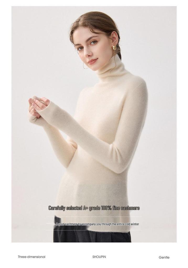 Women's High Neck Slim Fit 100% Pure Cashmere Sweater - Autumn/Winter Collection