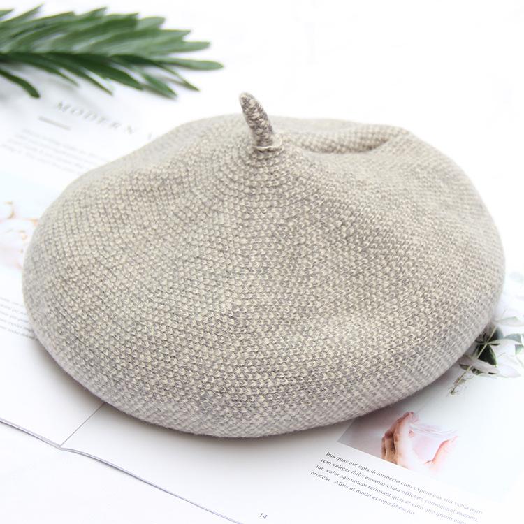 Female autumn and winter woolen bud hat literary small fresh three-dimensional painter hat warm knitted beret