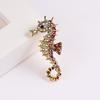 Light Luxury Full Rhinestone Seahorse Brooches For Women Men Exquisite Trendy Sea Animal Backpack Clothes Pins Banquet Jewelry