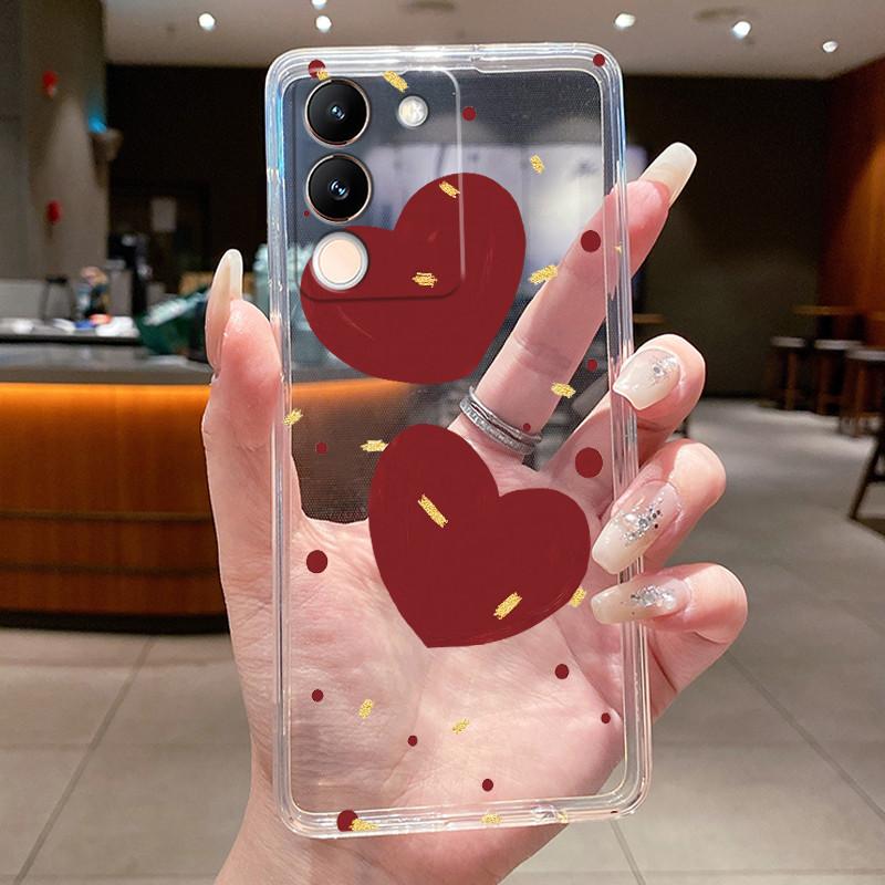 Phone Case For Vivo V29e V27e 5G Slim Soft TPU Cover Clear Silicone Aesthetic Luxury Fashion Butterfly Flowers New Design Case