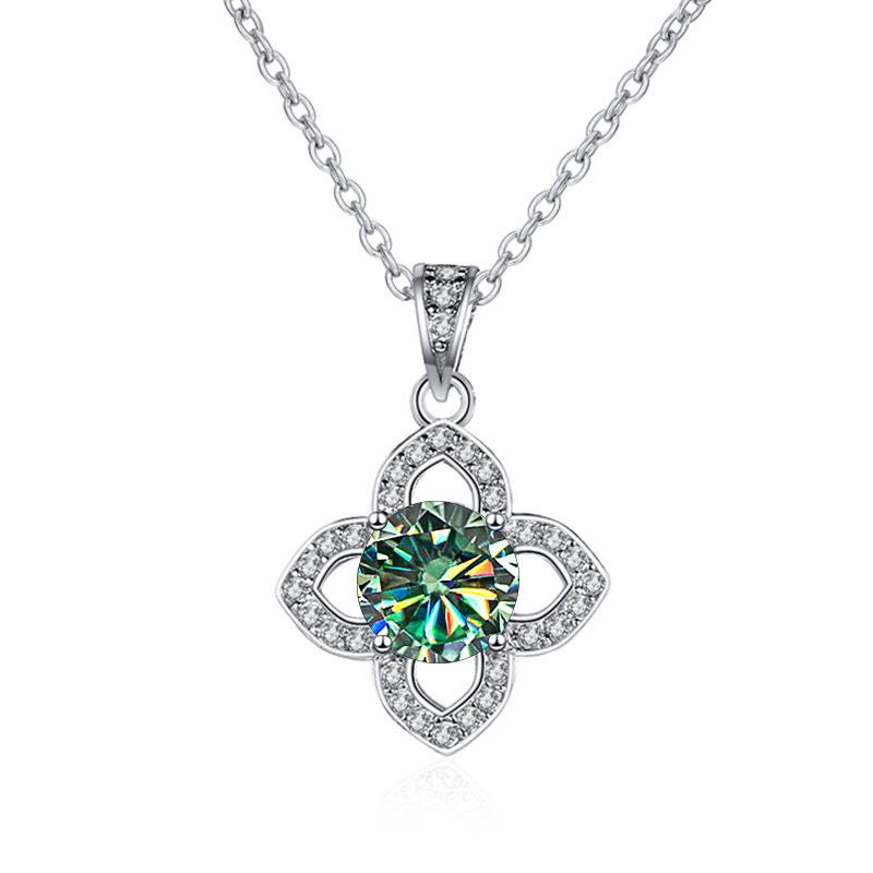 Bague Ringen 1ct VVS D Color Moissanite Pendant Necklace Women's 925 Sterling Silver Lucky Clavicle Chain Valentine's Day Gift