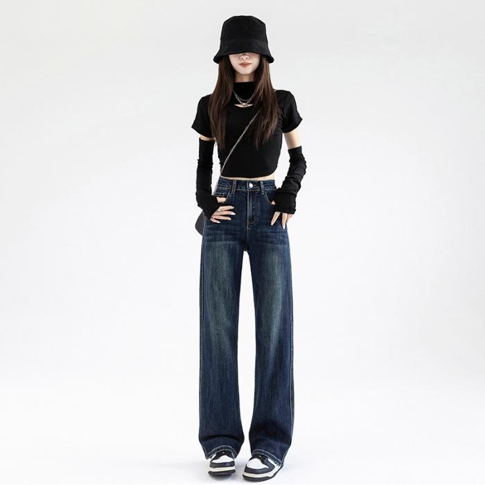 

2026 Summer High-Waisted Retro Slimming Jeans for Women - Versatile Narrow/Wide-Leg Styles M