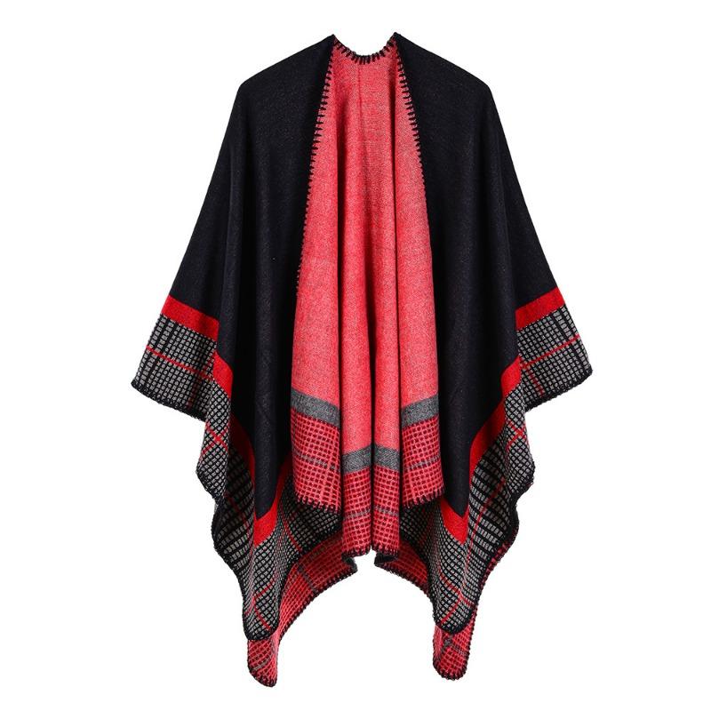 

Ladies Striped Small Square Imitation Cashmere Acrylic Thermal Air Conditioning Shawl Sunshade Sunscreen Shawl Western Travel Cape 130x150cm