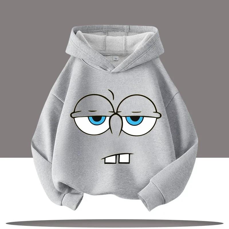 New Cute Cartoon SpongeBob SquarePants Autumn and Winter Fashion Cute Boys and Girls Daily Outing Warm Children's Hoodies