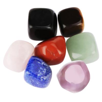 7 peças de pedras caídas de cura de cristal natural conjunto de pedras de energia de chakras de ioga