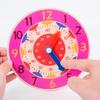 Wooden Educational Clock Toy for Cognitive Learning, Time Recognition, 12-Hour Format, Red Color, Developmental Play Tool