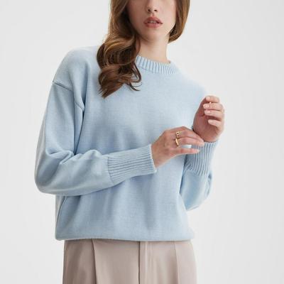 Frauen Herbst Winter O Hals Langarm Einfarbig Lose Gestrickte Tops Für Damen Mode Alle Spiel Chic Pullover