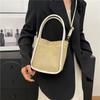 French Straw Woven Bag Summer New Style Literary and Fresh Handbag Casual One-shoulder Crossbody Bucket Bag