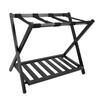 Luggage Rack Black Folding Double Layers Wooden Ultra Wide Strong Load Bearing Suitcase Stand for
