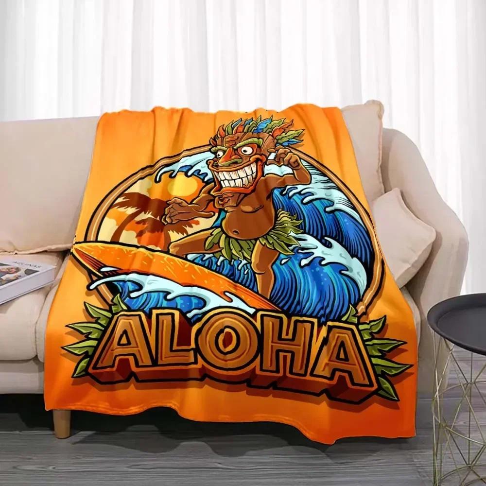 Tiki Bar Fashion Flannel Throw Blanket Summer Beach Aloha Hawaii Funny Accessories Man Cave Party Home Decor for Pub Club