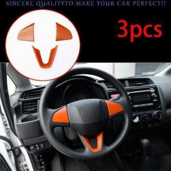 For Honda Fit Jazz GK5 2014-2020 Glossy Orange Steering Wheel Control Cover Trim