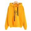 2025 Women's Drawstring Hooded Sweater Rose Print Loose Long Sleeves