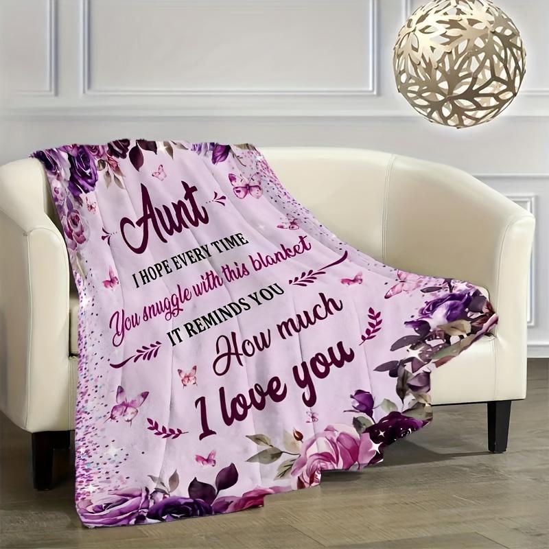 1pc Ultra-Soft Aunt Gift Throw Blanket - Cozy Floral & Butterfly Design, Perfect for Couch, Bed, Office Nap, Camping & Travel - Durable, All