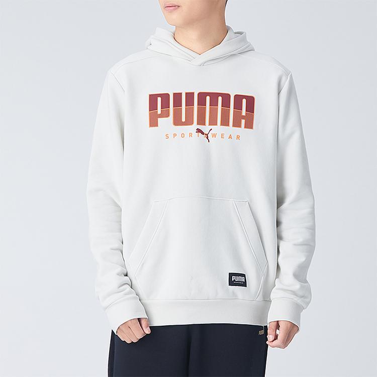 Puma Fleece Hooded Casual Sweatshirt Men Tops White 586543-05