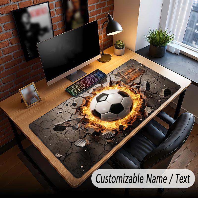 Soccer Theme Custom Mouse Pad Personalized With Name Text Customized Desk Mat For Office Home Decor