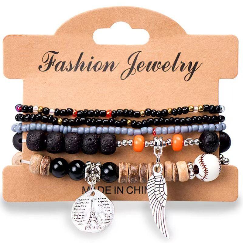 

Винтажный этнический стиль многослойная комбинация оригинальный браслет женский богемный ручной работы из бисера модный универсальный браслет украшение Black