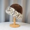 Windproof Faux Fur Bucket Hat Thick Furry Winter Panama Basin Cap Plush Fisherman Hat  Winter