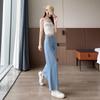 Women's Summer Slimming Tencel Cropped Wide-Leg Jeans with Elastic Waist