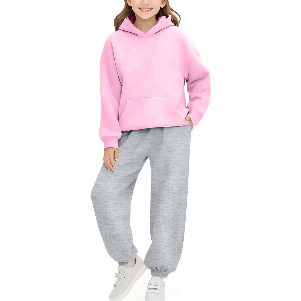 Children's Solid Color Sweatshirt Set (pants + Top)