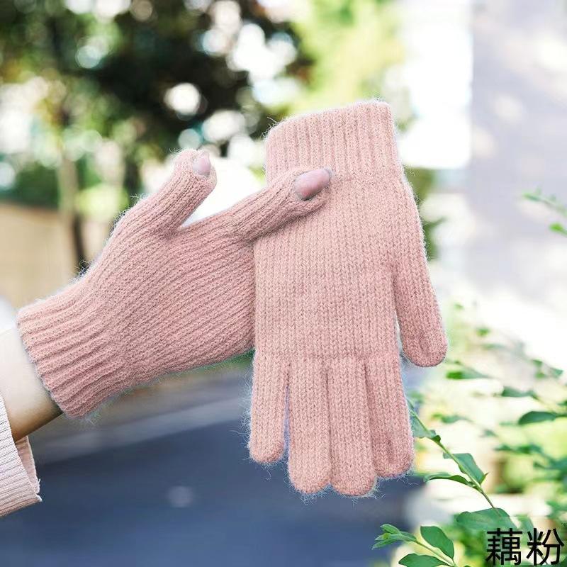 Touch Screen Gloves Plus Velvet Warm Brushed Knitted Women's Winter Cute Warm Woolen Warm Men's Cycling Protection Against Cold