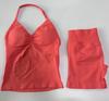 JYL Seamless Backless Two Piece Set Padded Halter Top Fitness Shorts