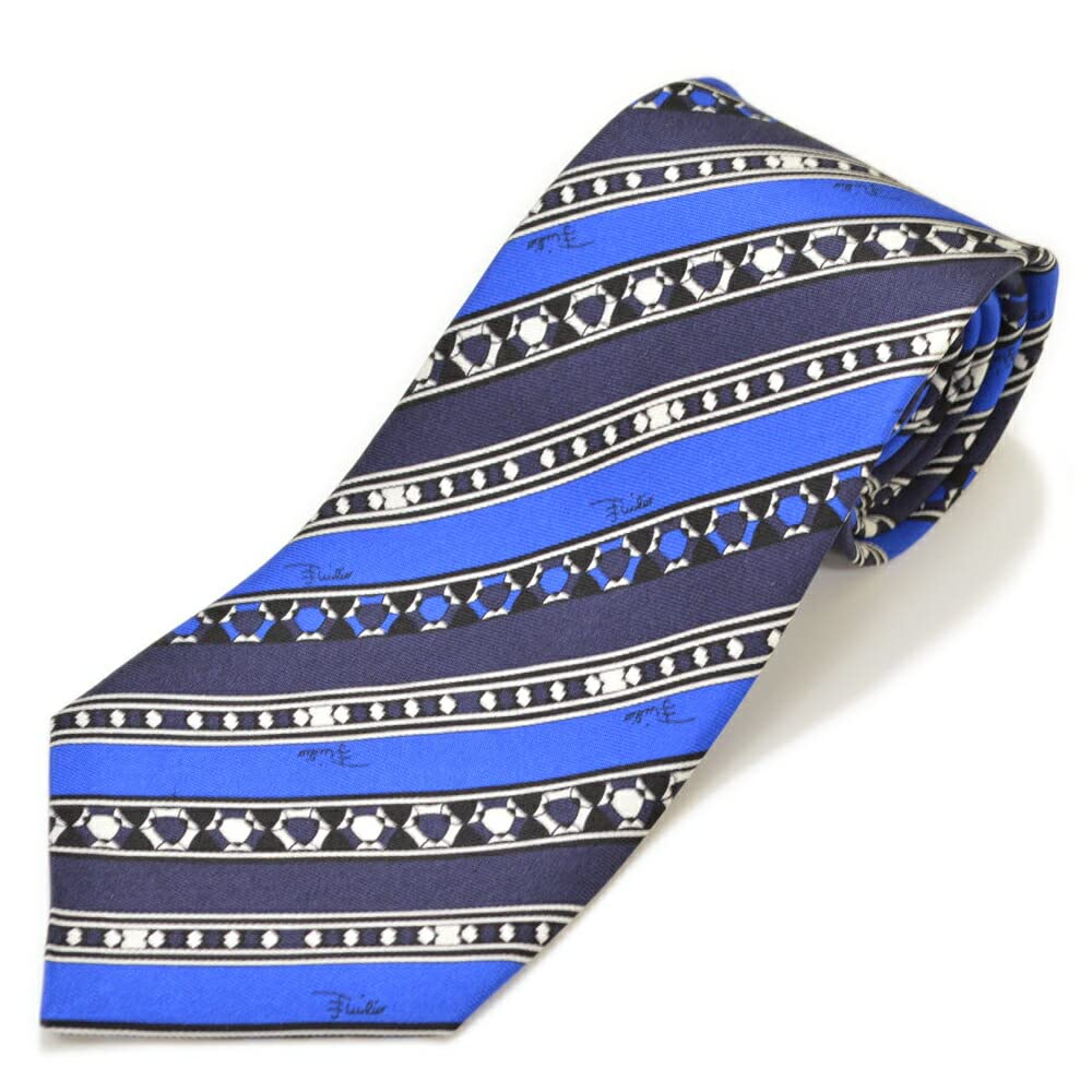 EMILIO PUCCI Men s Pucci Pattern Striped Silk Tie (Blade Width 8.5cm) eep22s010 JI787-5 BLUE