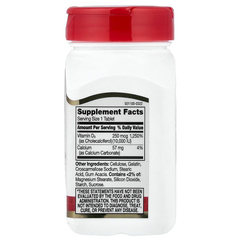 Vitamin D3, 250 Mcg (10,000 IU), 110 Tablets