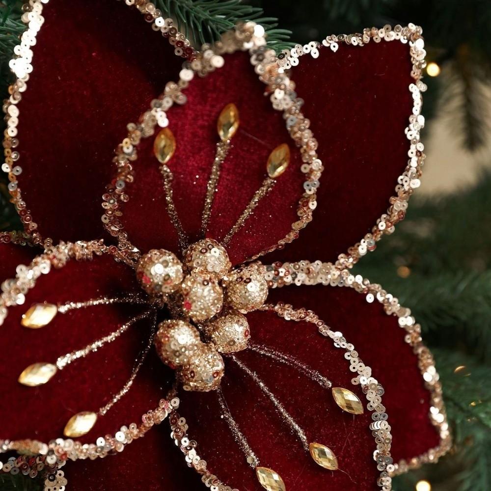 Simulation Artificial Flower 26cm Poinsettia Flower Xmas Tree Pendants  Christmas Celebration